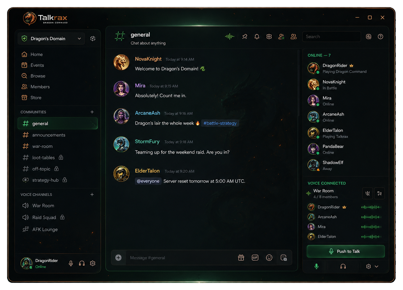 Talkrax Dragon Command app preview